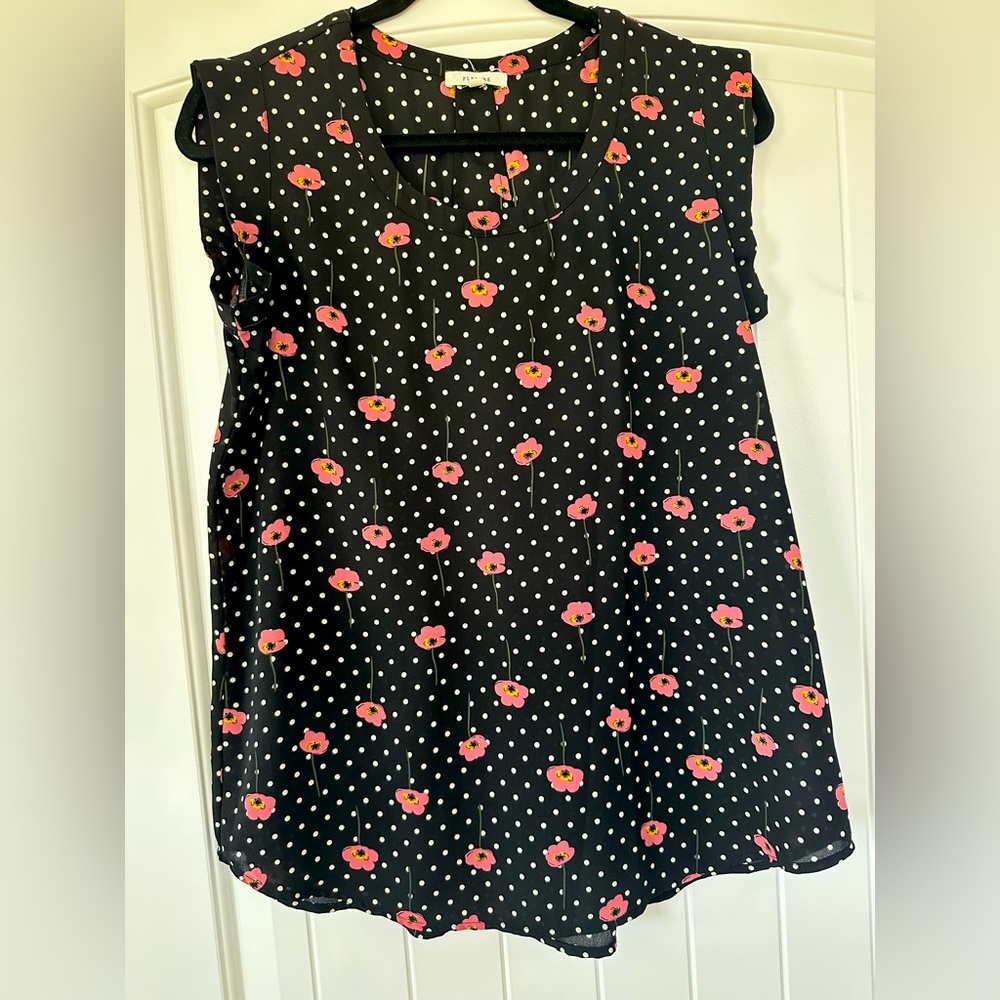 Anthropologie Pleione Floral Cap Sleeve Blouse ,Size S
